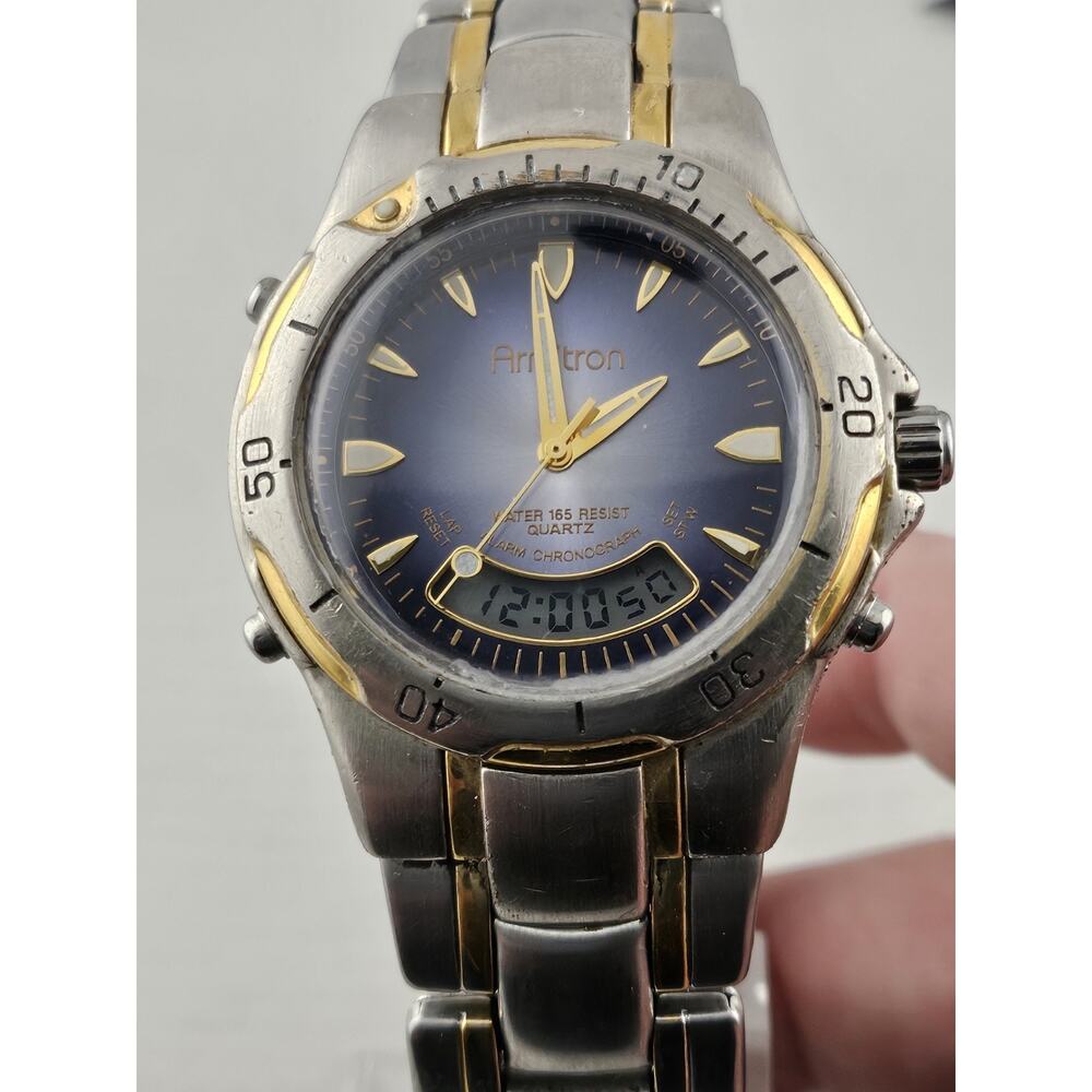 Armitron Mens Analog/Digital Quartz Watch 20/1721 Blue Dial New Battery Runs